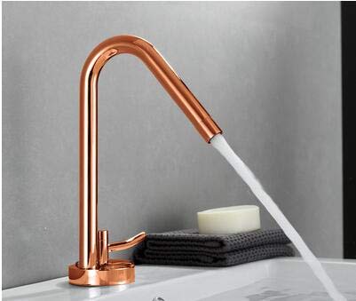 kazeRyu Waschtischarmatur For Badezimmer – Einhebelmischer, Warm- Und Kaltwasser, Creative Brass, Chrom-Schwarzes Waschbecken(Red) von KazeRyu