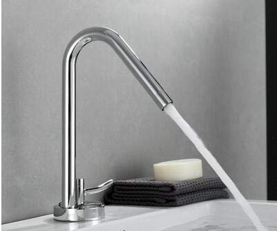 kazeRyu Waschtischarmatur For Badezimmer – Einhebelmischer, Warm- Und Kaltwasser, Creative Brass, Chrom-Schwarzes Waschbecken(White) von KazeRyu