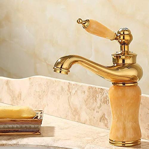 kazeRyu Waschtischarmatur For Badezimmer – Messing Und Jade, Gold-Finish, Waschbecken, Badewanne(Green) von KazeRyu