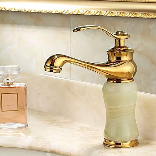 kazeRyu Waschtischarmatur For Badezimmer – Messing Und Jade, Gold-Finish, Waschbecken, Badewanne(Yellow) von KazeRyu