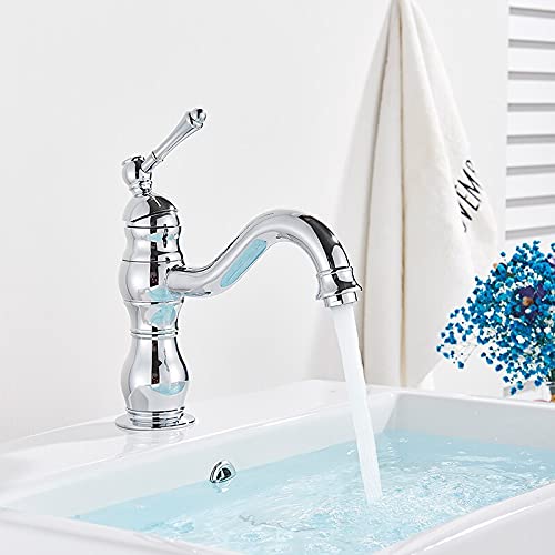 kazeRyu Waschtischarmatur Im Antik-Messing-Stil – Einhebelmischer, Schwenkbarer Auslauf, Deckmontage(Shortchrome Polish0) von KazeRyu