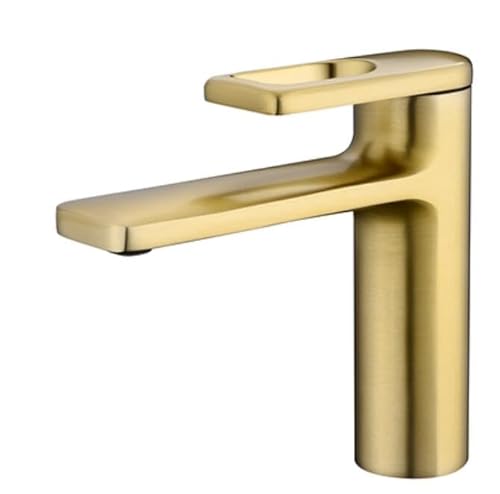 kazeRyu Waschtischarmatur In Gebürstetem Gold, Schwarz Und Grau – Heiß/Kalt, Messing For Badezimmer, Toilette, Waschbecken(Low Brushed Gold) von KazeRyu