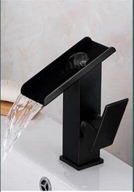kazeRyu Wasserfall-Waschtischarmatur For Das Badezimmer – Goldener Einhebelmischer, Warm-Kalt-Mischer, Messing Waschbecken Und Toilette(Black Short) von KazeRyu