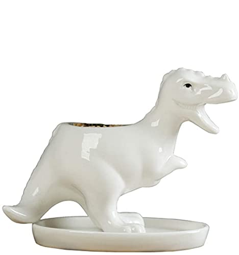 kazeRyu Weißer Dinosaurier-Keramik-Sukkulenten-Übertopf – Süßes Mehrzweck-Weihnachtsdekor Fürs Büro von KazeRyu