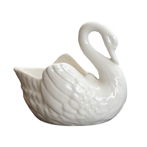 kazeRyu Weißer Keramik-Sukkulenten-Übertopf In Schwanenform – Mini-Blumentopf for Zuhause, Garten Und Büro(2pcs) von KazeRyu