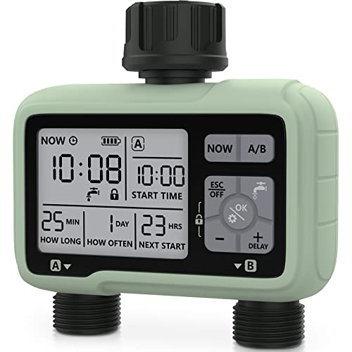Kazeila Bewässerungscomputer 2 Anschlüsse,2 Separate Programme,Bewässerungsuhr Digital Programmierbarer/Zeitschaltuhr Bewässerung Automatische Bewässerung/IPX5 Wasserdicht Kazeila Bewässerungscomputer 2 Anschlüsse,2 Separate Programme,Bewässerungsuhr Digital Programmierbarer/Zeitschaltuhr Bewässerung Automatische Bewässerung/IPX5 Wasserdicht von Kazeila