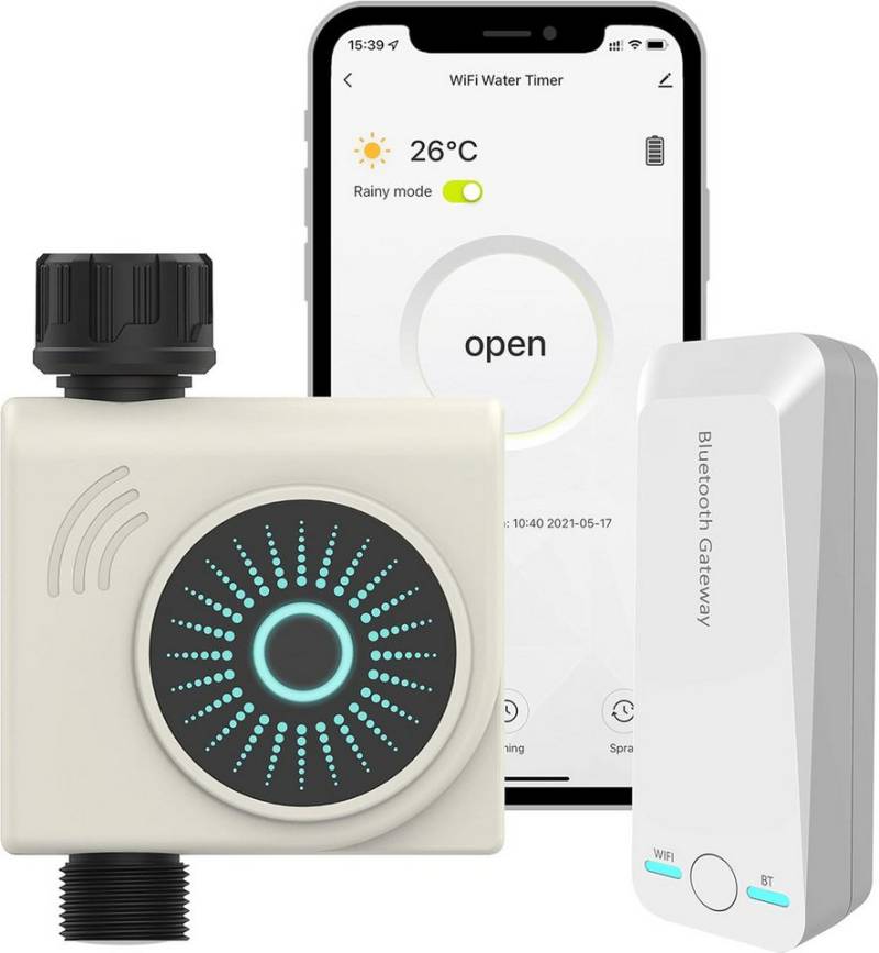 Kazeila Bewässerungscomputer Bewässerungssystem mit Wlan Wasserzeitschaltuhr, (Smart Bewässerungssteuerung, WiFi gesteuerter Garten Timer, 8 Programme, 5-tlg., Intelligente Gartenbewässerung mit WiFi: Programmierbare Steuerung), WiFi-gesteuerter Gartenbewässerungs-Timer effiziente Bewässerung von Kazeila