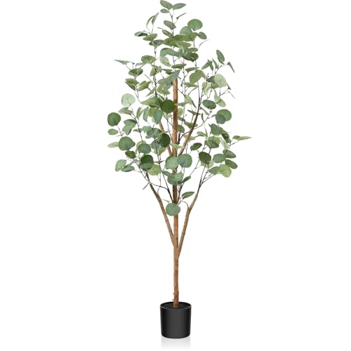 Kazeila Eukalyptus Pflanze Künstlich 120cm Künstliche Pflanzen Artificial Plants Kunstpflanzen Groß Dekopflanzen mit Natürlichen Stämmen für Home Decor Zimmerdeko Schlafzimmer Dekoration(1Pack) von Kazeila