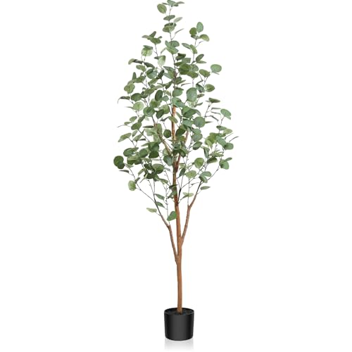 Kazeila Eukalyptus Pflanze Künstlich 150cm Künstliche Pflanzen Artificial Kunstpflanzen Groß Dekopflanzen mit Natürlichen Stämmen für Home Decor Zimmerdeko Schlafzimmer Dekoration(1Pack) von Kazeila