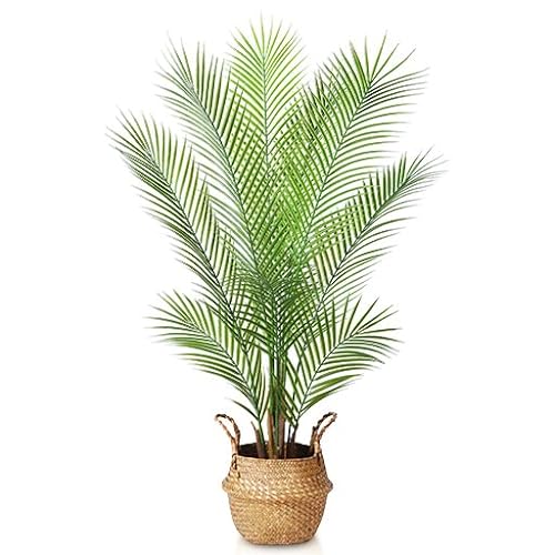 Kazeila Künstliche Pflanzen Groß Areca Palme 110cm Kunstpflanze Groß im Topf Kunstpalme Fake Pflanzen Plastik Pflanze Dekor(1Pack) von Kazeila