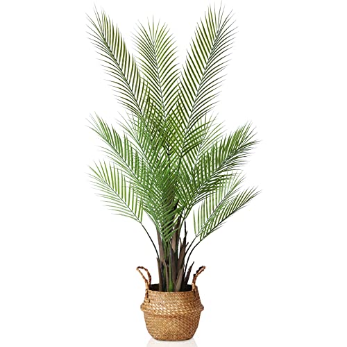 Kazeila Künstliche Pflanzen Groß Areca Palme 120cm Kunstpflanze Groß im Topf Kunstpalme Fake Pflanzen Plastik Pflanze Dekor(1Pack) von Kazeila