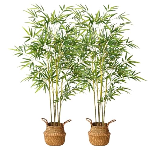Kazeila Kunstpflanze Bambus Groß 140cm Kunstbaum Künstliche Pflanzen im Topf für Dekoratives Wohnzimmer Wohnung Balkon Büro(2Pack) von Kazeila
