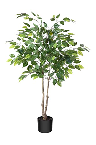 Kazeila Kunstpflanze Groß Ficus Benjamina 120cm Künstliche Pflanzen Deko Plastik Pflanze Kunstbaum für Schlafzimmer Büro(1Pack) von Kazeila