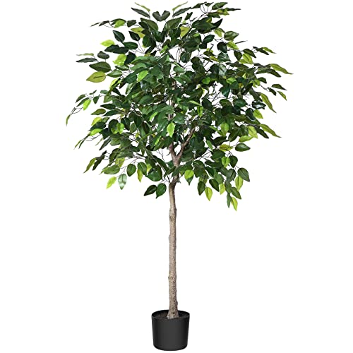 Kazeila Kunstpflanze Groß Ficus Benjamina 150cm Künstliche Pflanzen Deko Plastik Pflanze Kunstbaum für Schlafzimmer Büro(1Pack) von Kazeila
