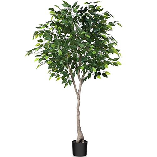 Kazeila Kunstpflanze Groß Ficus Benjamina 180cm Künstliche Pflanzen Deko Plastik Pflanze Kunstbaum für Schlafzimmer Büro(1Pack) von Kazeila