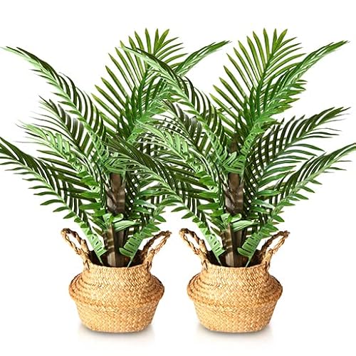 Kazeila Kunstpflanze Palme Groß 70cm Kunstpalme Fake Plastik Pflanze Künstliche Pflanzen Areca Palme für Dekoratives Wohnzimmer Wohnung Balkon Büro(1Pack) von Kazeila