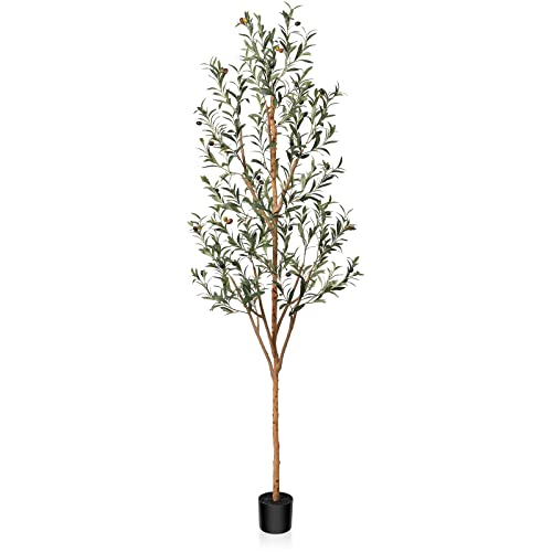 Kazeila Olivenbaum Künstlich 210cm Kunstpflanze Groß Künstliche Pflanzen Fake plastikpflanzen im Topf für Home Decor Zimmerdeko Schlafzimmer Dekoration von Kazeila