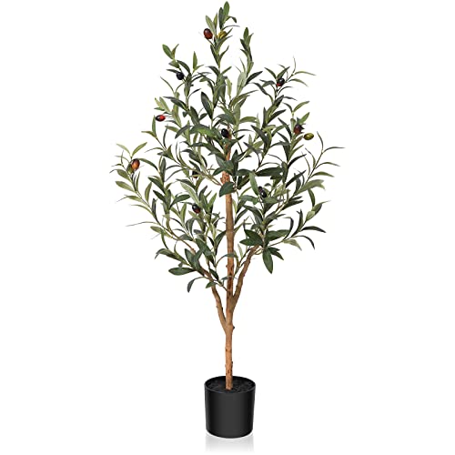Kazeila Olivenbaum Künstlich 90cm Kunstpflanze Groß Künstliche Pflanzen Fake plastikpflanzen im Topf für Home Decor Zimmerdeko Schlafzimmer Dekoration von Kazeila