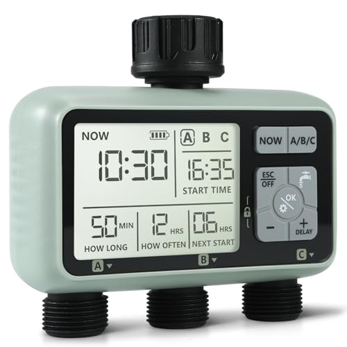 Kazeila Water Timer Bewässerungscomputer 3 Anschlüsse,3 Separate Programme,Bewässerungsuhr Digital Programmierbarer/Zeitschaltuhr Bewässerung Automatische Bewässerung/IPX5 Wasserdicht Kazeila Water Timer Bewässerungscomputer 3 Anschlüsse,3 Separate Programme,Bewässerungsuhr Digital Programmierbarer/Zeitschaltuhr Bewässerung Automatische Bewässerung/IPX5 Wasserdicht von Kazeila