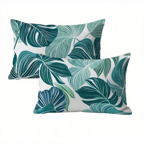 Blätter Kissenbezug 40 x 80 Samt 2er Set, Wasserdichter Kissenbezug Blau Kissenbezüge 40x80 Outdoor Wasserdichter, Mode Flauschig Weich und Bügelfrei Pillow Cover, Deko für Wohnzimmer Sofa Bett K2-206 Blätter Kissenbezug 40 x 80 Samt 2er Set, Wasserdichter Kissenbezug Blau Kissenbezüge 40x80 Outdoor Wasserdichter, Mode Flauschig Weich und Bügelfrei Pillow Cover, Deko für Wohnzimmer Sofa Bett K2-206 von Kazhxnng