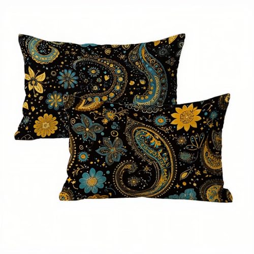 Blumen Kissenbezug 50 x 75 Samt 2er Set, Wasserdichter Kissenbezug Retro für Alle Jahreszeiten, Kissenbezüge 50x75 Kissenhüllen für Wohnzimmer & Schlafzimmer & Sofa, Weich & Hautfreundlich K2-205 von Kazhxnng