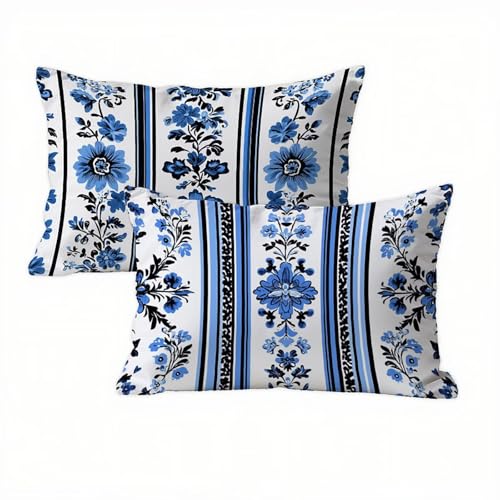 Böhmen Kissenbezug 50 x 75 Leinen 2er Set, Wasserdichter Kissenbezug Blau für Alle Jahreszeiten, Kissenbezüge 50x75 Kissenhüllen für Wohnzimmer & Schlafzimmer & Sofa, Weich & Hautfreundlich K2-209 Böhmen Kissenbezug 50 x 75 Leinen 2er Set, Wasserdichter Kissenbezug Blau für Alle Jahreszeiten, Kissenbezüge 50x75 Kissenhüllen für Wohnzimmer & Schlafzimmer & Sofa, Weich & Hautfreundlich K2-209 von Kazhxnng
