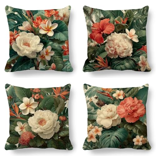 Kissenbezug 35x35 4er Set Grün, Outdoor Wasserdicht Kissenbezug Samtkissen Herbst Sommer Deko Blumen, Pillow Cover für Sofakissen Garten Deko, Flauschig und Weich mit Mikrofaser Reißverschluss K-559 Kissenbezug 35x35 4er Set Grün, Outdoor Wasserdicht Kissenbezug Samtkissen Herbst Sommer Deko Blumen, Pillow Cover für Sofakissen Garten Deko, Flauschig und Weich mit Mikrofaser Reißverschluss K-559 von Kazhxnng