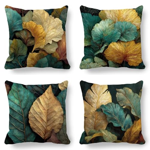 Kissenbezug 35x35 4er Set Grün, Outdoor Wasserdicht Kissenbezug Samtkissen Herbst Sommer Deko Gelbe Pflanzen, Pillow Cover für Sofakissen Garten Deko, Flauschig mit Mikrofaser Reißverschluss K-555 Kissenbezug 35x35 4er Set Grün, Outdoor Wasserdicht Kissenbezug Samtkissen Herbst Sommer Deko Gelbe Pflanzen, Pillow Cover für Sofakissen Garten Deko, Flauschig mit Mikrofaser Reißverschluss K-555 von Kazhxnng