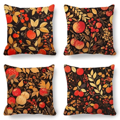 Kissenbezug 35x35 4er Set Rot, Outdoor Wasserdicht Kissenbezug Samtkissen Herbst Sommer Deko Apfel, Pillow Cover für Sofakissen Garten Deko, Flauschig und Weich mit Mikrofaser Reißverschluss K-480 Kissenbezug 35x35 4er Set Rot, Outdoor Wasserdicht Kissenbezug Samtkissen Herbst Sommer Deko Apfel, Pillow Cover für Sofakissen Garten Deko, Flauschig und Weich mit Mikrofaser Reißverschluss K-480 von Kazhxnng