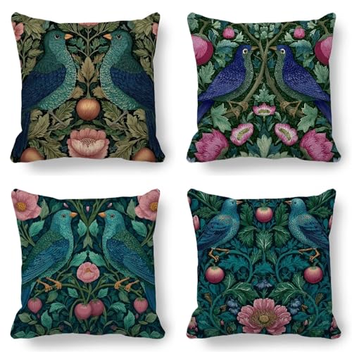 Kissenbezug 55x55 4er Set Grün, Outdoor Wasserdicht Kissenbezug Samtkissen Herbst Sommer Deko Blumen, Pillow Cover für Sofakissen Garten Deko, Flauschig und Weich mit Mikrofaser Reißverschluss K-553 Kissenbezug 55x55 4er Set Grün, Outdoor Wasserdicht Kissenbezug Samtkissen Herbst Sommer Deko Blumen, Pillow Cover für Sofakissen Garten Deko, Flauschig und Weich mit Mikrofaser Reißverschluss K-553 von Kazhxnng