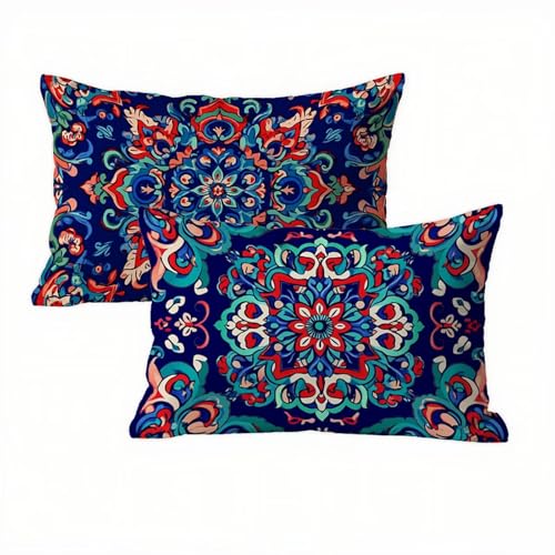 Mandala Kissenbezug 30 x 50 Leinen 2er Set, Wasserdichter Kissenbezug Böhmen Kissenbezüge 30x50 Outdoor Wasserdichter, Flauschig Weich und Bügelfrei Pillow Cover, Deko für Wohnzimmer Sofa Bett K2-218 Mandala Kissenbezug 30 x 50 Leinen 2er Set, Wasserdichter Kissenbezug Böhmen Kissenbezüge 30x50 Outdoor Wasserdichter, Flauschig Weich und Bügelfrei Pillow Cover, Deko für Wohnzimmer Sofa Bett K2-218 von Kazhxnng