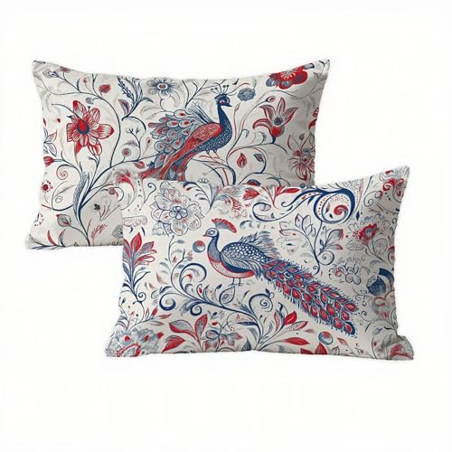 Pfau Kissenbezug 50 x 80 Samt 2er Set, Wasserdichter Kissenbezug Blumen für Alle Jahreszeiten, Kissenbezüge 50x80 Kissenhüllen für Wohnzimmer & Schlafzimmer & Sofa, Weich & Hautfreundlich K2-207 Pfau Kissenbezug 50 x 80 Samt 2er Set, Wasserdichter Kissenbezug Blumen für Alle Jahreszeiten, Kissenbezüge 50x80 Kissenhüllen für Wohnzimmer & Schlafzimmer & Sofa, Weich & Hautfreundlich K2-207 von Kazhxnng