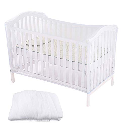 KBNIAN Babybett Moskitonetz Kinderbett Mückennetz Feinmaschiges Insektenschutz Universal Insektennetz für Babybett Kinderbett Reisebett - Weiß (135 * 60 * 90CM) von KBNIAN