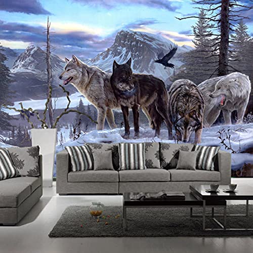 3D-Wandbild, Tapeten, Wohnzimmer, Schlafzimmer, Sofa, Fernseher, Hintergrundtapete, Wolfstier, 350 x 245 cm von Kbsmx