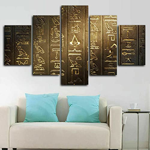 Kbsmx 5 Stück Hieroglyphen Poster Leinwand Bild Druck Wandkunst Leinwand Malerei Wanddekoration für Wohnzimmer, No_Frame, von Kbsmx