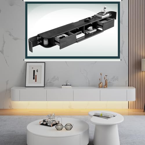 Kchsdool Modernes Hängendes TV Lowboard mit LED-Beleuchtung, Wandmontierte TV-Kommode aus Massivholz mit Schubladen und Regalen, Medienkonsole für Wohnzimmer (White-B+LED, 220CM) von Kchsdool