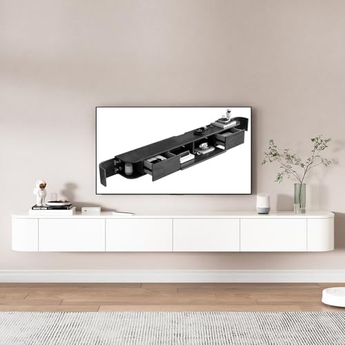 Kchsdool Modernes Hängendes TV Lowboard mit LED-Beleuchtung, Wandmontierte TV-Kommode aus Massivholz mit Schubladen und Regalen, Medienkonsole für Wohnzimmer (White-B, 180CM) von Kchsdool