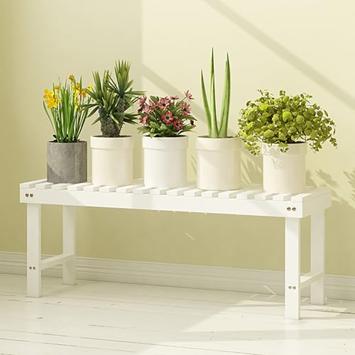 Kchsdool Pflanzenständer aus Holz für den Außenbereich, gestuftes Pflanzenregal für Garten, Hof, Terrasse und Balkon – einfach zu montieren (Weiß, 98x30cm) von Kchsdool