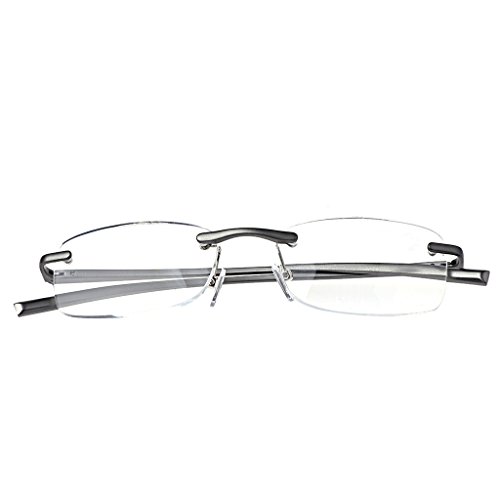 Kcibyvx Randlose Aluminium Metall Lesebrille für Frauen Männer, Harzlinse Reading Glasses, 1,00, 1,50, 2,00, 2,50, 3,00, 3,50, 4,00 Dioptrien von Kcibyvx