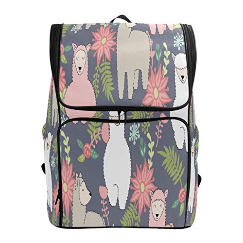 Alpaka Kaktus Pflanzen Schulrucksack Wasserdicht Schultertasche Gym Rucksack, Schwarz Tier Laptop Tasche Outdoor Reisetasche für Kinder Mädchen Jungen Frauen von Kcldeci