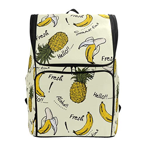 Ananas Banana Sommer Schulrucksack Wasserdicht Schultertasche Gym Rucksack Obst Laptop Tasche Outdoor Reisetasche für Damen Herren von Kcldeci