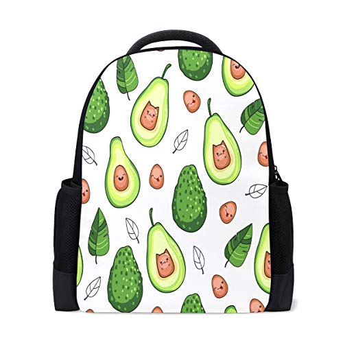 Avocado Obst Reise Laptop Rucksack Schule Buch Tasche Grün Blätter Causal Daypack Outdoor Business Wandern Rucksäcke Camping Schultertaschen für Studenten Damen Herren von Kcldeci