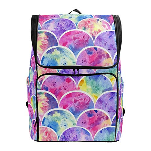 Bunte Meerjungfrauen-Schuppen Schulrucksack Wasserdichte Schultertasche Gym Rucksack Lila Fisch Laptop Tasche Outdoor Reisetasche für Damen Herren von Kcldeci