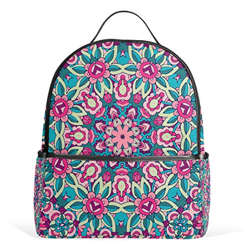 Bunte geometrische Mandala-Rucksack, wasserdichte Schultertasche, Turnbeutel, Blumen-Tasche, lässiger Tagesrucksack, Outdoor-Reisen, Sporttasche für Damen und Herren von Kcldeci