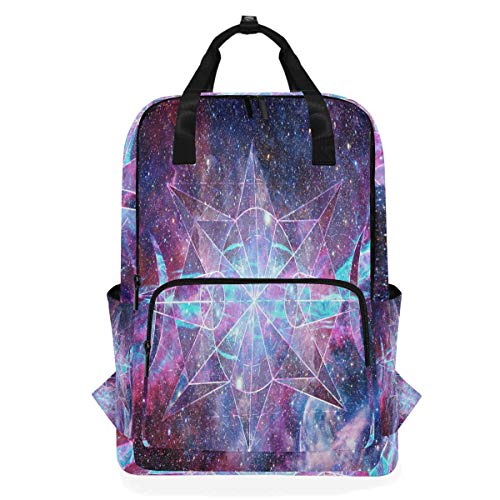 Cosmos Geometrische Galaxie Stern Lila Schulrucksack Wasserdicht Schule Schultertasche Gym Rucksack Star Light Universum Space Laptop Tasche Outdoor Reisetasche für Damen Herren von Kcldeci