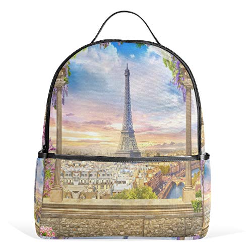 Eiffelturm Paris Rucksack Wasserdicht Schulter Buch Tasche Gym Rucksack Lavendel Blume Tasche Casual Daypack Outdoor Reise Sporttasche für Damen Herren Eiffelturm Paris Rucksack Wasserdicht Schulter Buch Tasche Gym Rucksack Lavendel Blume Tasche Casual Daypack Outdoor Reise Sporttasche für Damen Herren von Kcldeci