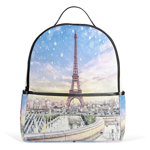 Eiffelturm Paris Rucksack Wasserdicht Schulter Buch Tasche Gym Rucksack Weihnachten Frankreich Tasche Casual Daypack Outdoor Reise Sporttasche für Damen Herren von Kcldeci