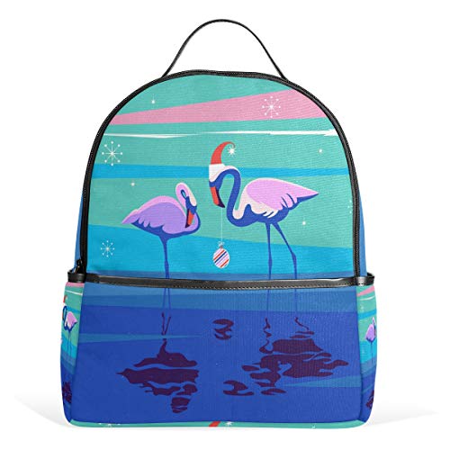 Farbenfroher rosa Flamingo-Rucksack, wasserdicht, Schultertasche, Büchertasche, Turnrucksack, Blaue Vögel, Tiertasche, Freizeitrucksack, Outdoor, Reisen, Sporttasche für Damen und Herren von Kcldeci