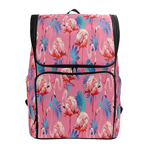 Flamingo Bird Tropische Blumen Schulrucksack Wasserdichte Schultertasche Gym Rucksack Pink Tier Laptop Tasche Outdoor Reisetasche für Damen Herren von Kcldeci