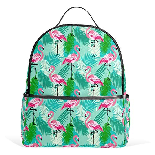 Flamingo-Sommer-Rucksack, wasserdicht, Schultertasche, Turnbeutel, tropische Blätter, lässiger Tagesrucksack, Outdoor-Reise, Sporttasche für Damen und Herren von Kcldeci